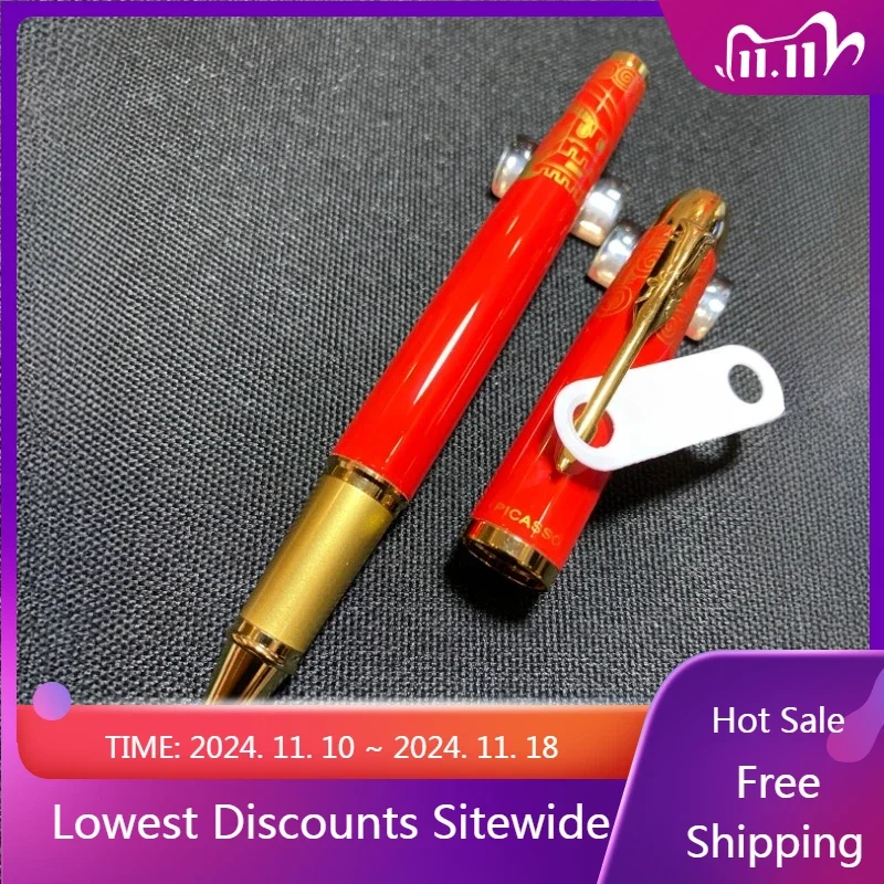 

Pimio 666 Red Great Wall luxury Rollerball Pen F 0.5mm fountain pen Fine Nib Financial School Ink Pen Office Supplies Stationery