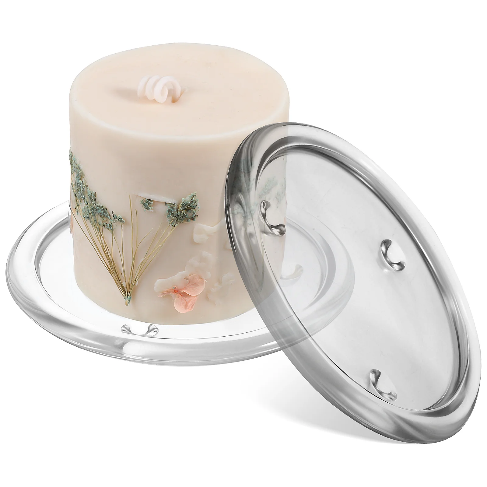 

2Pcs Glass Holders Transparent Round Tray Simple Elegant Scented Plate Home Decoration Wedding Banquet