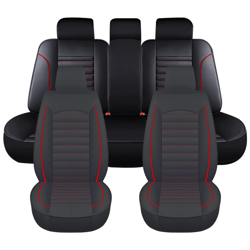 

For 5 Seats Full Car Seat Covers Automobiles Seat Covers Protector Cushion Deluxe PU Leather Front+Rear Set SUV Truck Universal