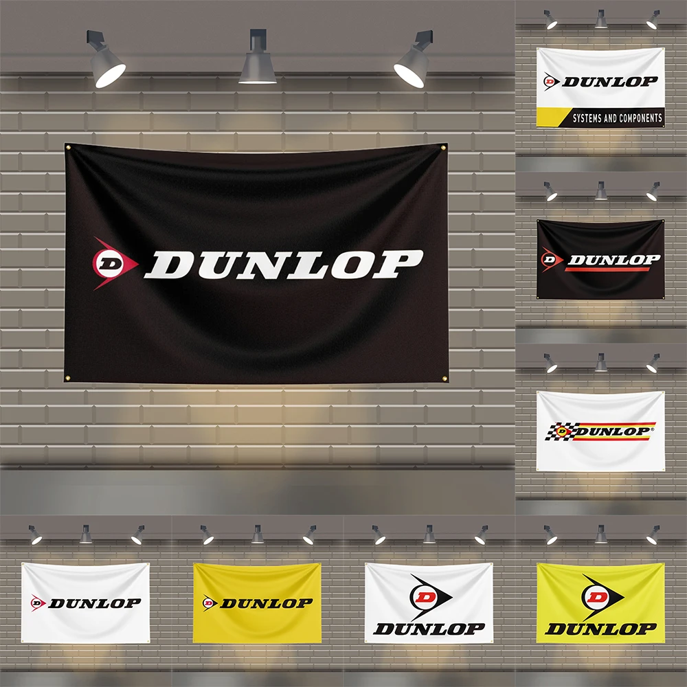 

3x5 Ft Dunlops Racing Car Flag Polyester Printed Cars Flags for Room Garage Decor