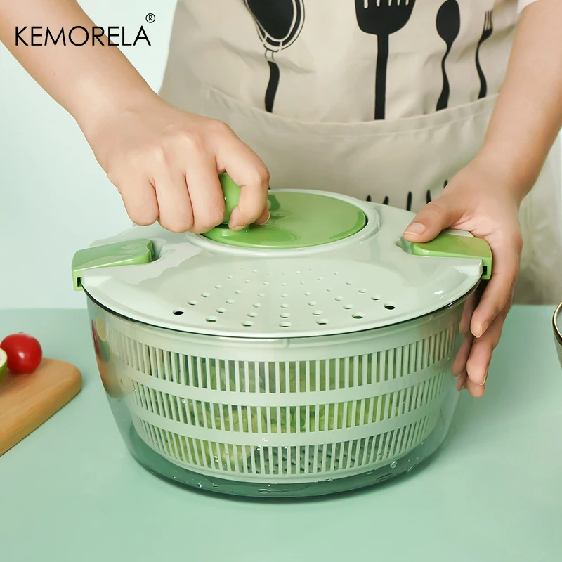 Kemorela Gemüse Salat Spinner Salat Gemüse Dehydrator Gemüse Waschmaschine Abtropffläche knuspriges Sieb zum Waschen Trocknen Blatt