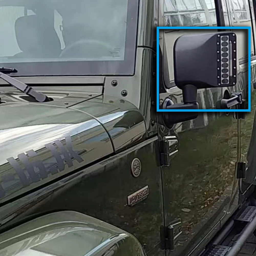 

Lantsun J112 Door Mirror Covers 1-pair ABS Reaeview Mirror with Light for Jeep for Wrangler JK07-17