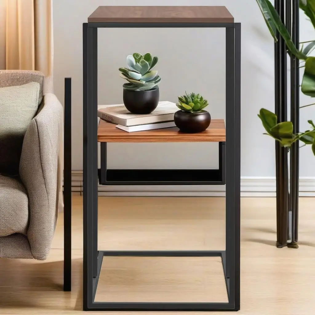 

Black Engineered Wood Side Table - 15.7x11.8x23.2 Modern Nightstand for Living Room & Bedroom