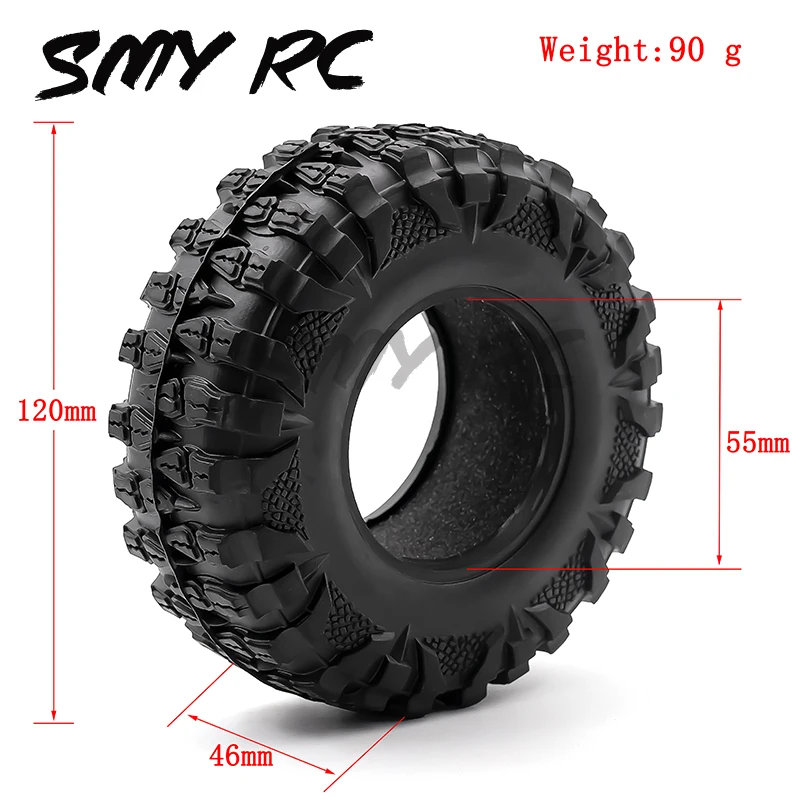 

2.2 inch Rubber Wheel Tires OD 120mm for TRX4 Axial SCX10 II 90046 Wraith 1/10 RC Crawler Car Truck Model Upgrade Parts