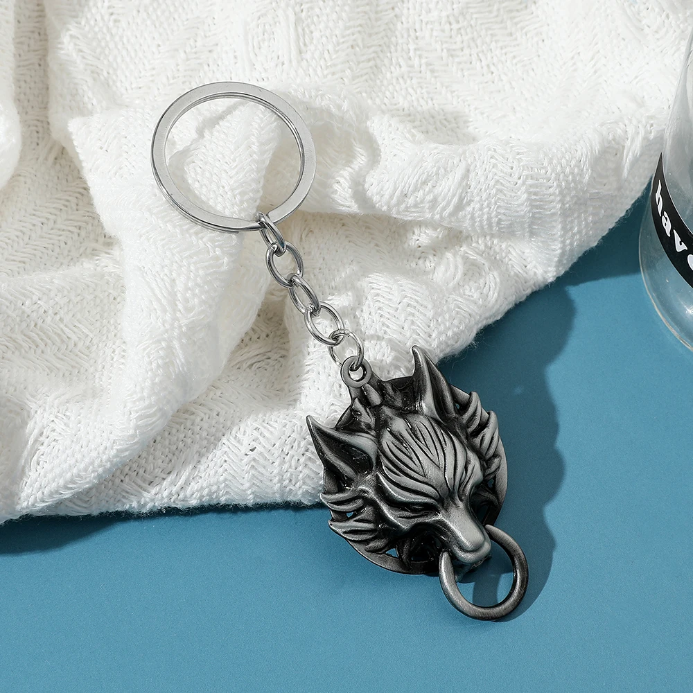 Final Fantasy Lion Head Keychain Punk Style Creative Game-Themed Keyrings Men's Personality Pendants Accessory