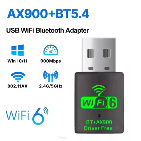 AX900 Wifi 6 Mini USB 2.0 Dongle Network Card BT 5.4 2in1 Transmitter Receiver Dongle For Win 10/11 PC Dual Band 2.4G/5Ghz