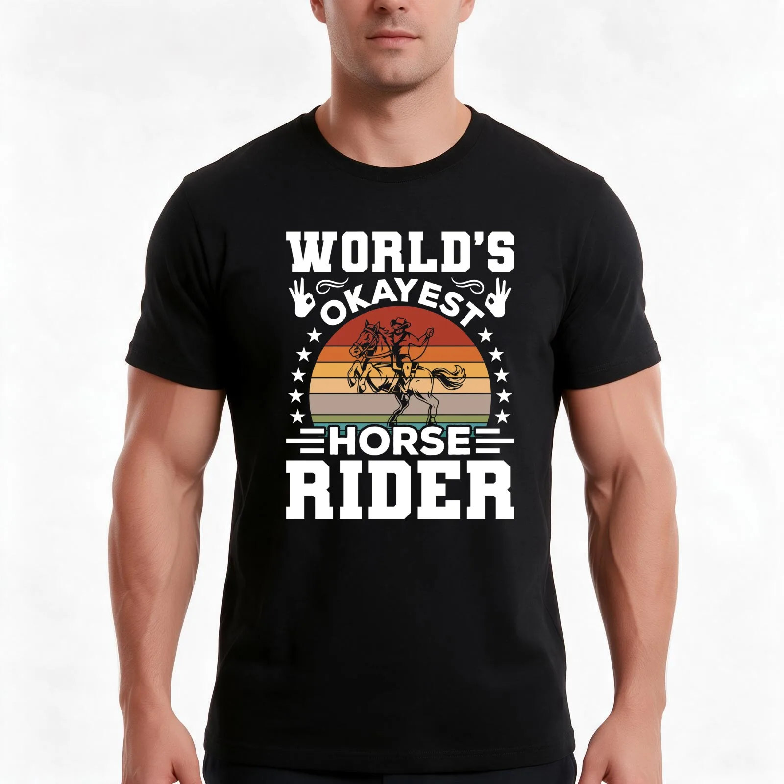 World's Okayest Horse Rider Shirt Funny Horse Equestrian Lover Gift Horseback Riding Equestrian Gift T-Shirt 100% Cotton