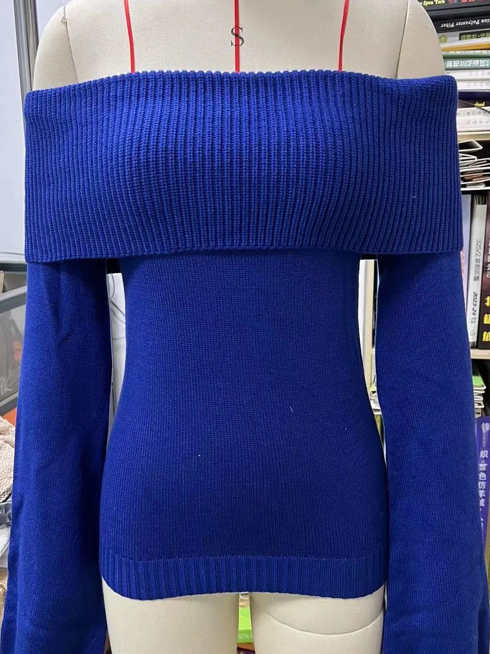 Suéter de Punto de Un Solo Hombro, Estilo Urbano, Manga Farol, Espalda Descubierta, Manga Larga, Largo Regular, Color Puro