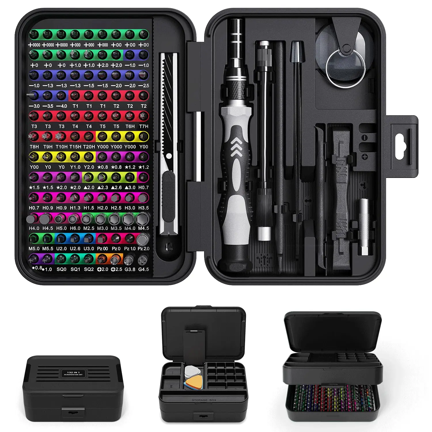 132 in 1 Precision Screwdriver Set Professional Hand Tool Kit Magnetic Torx Phillips Bits for iPhone Xiaomi Watch Camera Drone