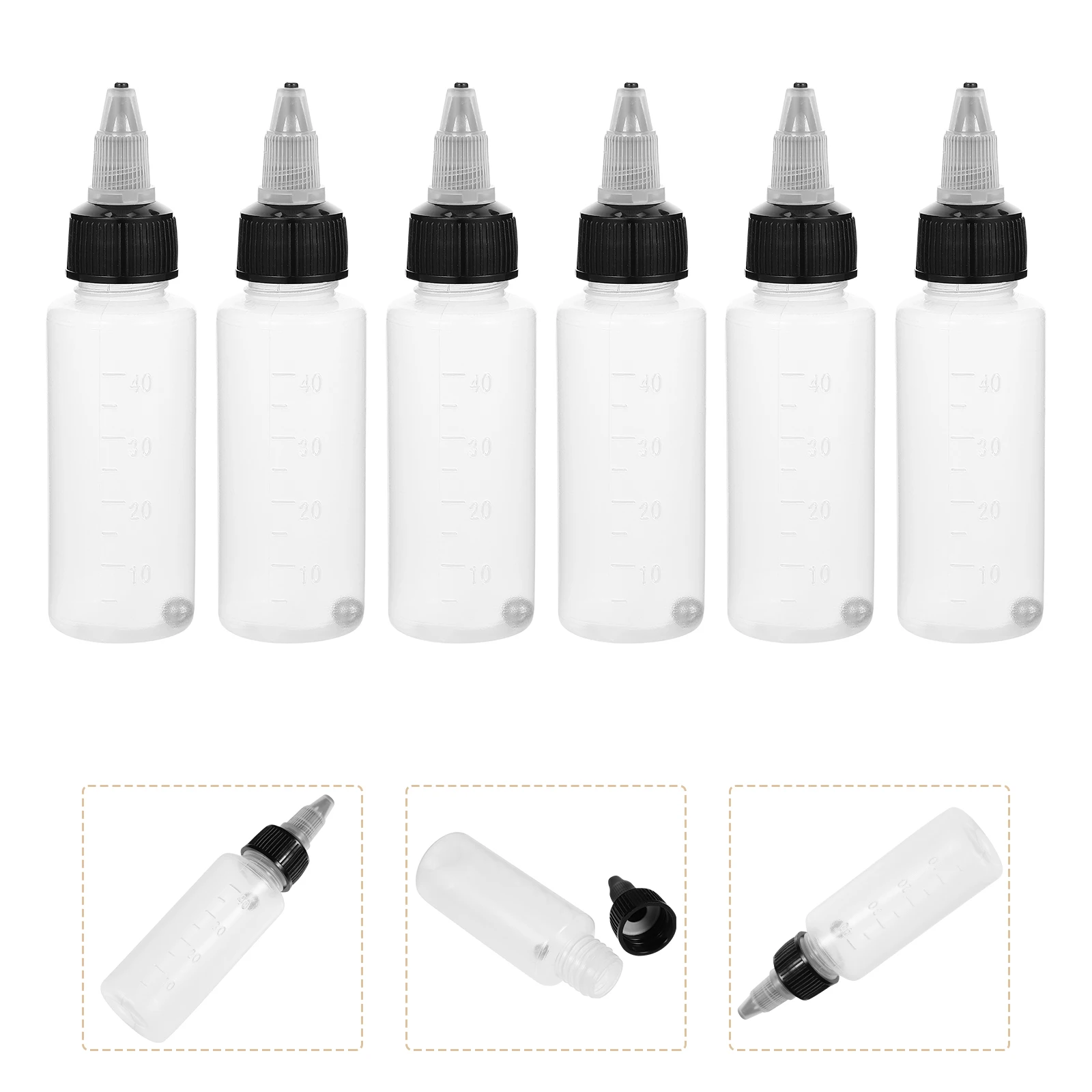 

6 Dropper Bottles Glue Dispenser Color Applicator Plastic Clear Paint Liquid Bottle Refillable Vials Cooking Art Decorations