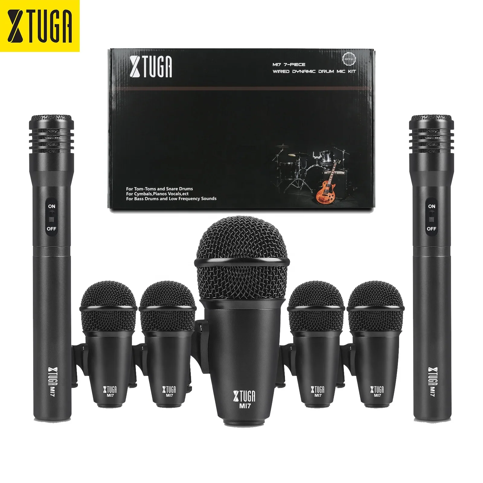 

MI7 Color box xtuga electronic musical adjustable mic set instruments drum microphone set