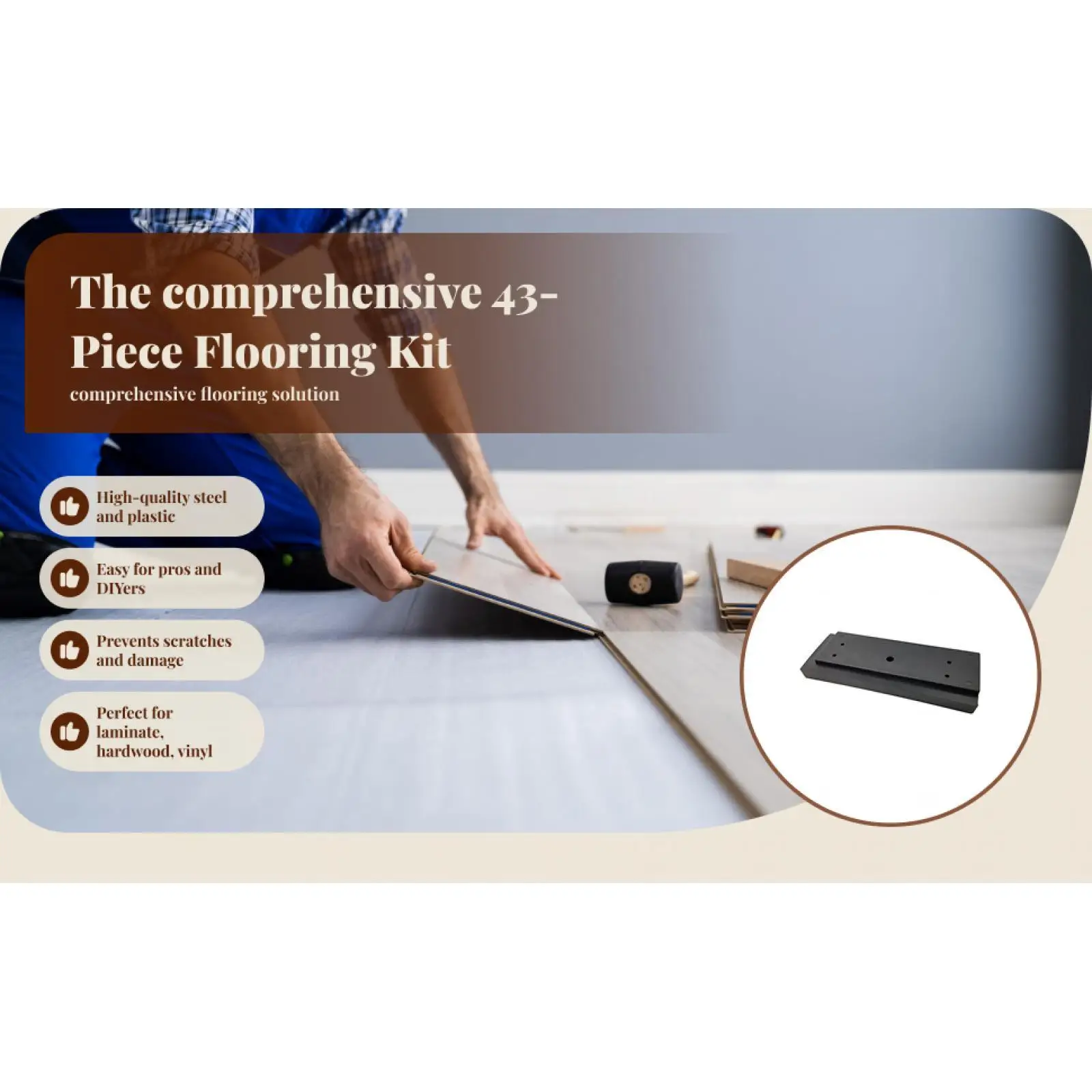 Wood Flooring Install Spacer Professional Laminate Installation Tool Set Tapping Block Pull Bar for DIY Floors