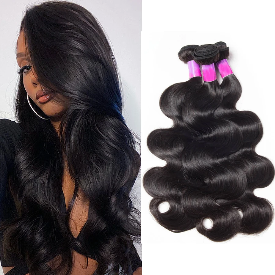 14Inch 16Inch 18Inch Body Wave Human Hair Bundles Brazilian Remy Hair Extensions Natural Black Hair Weave Bundles