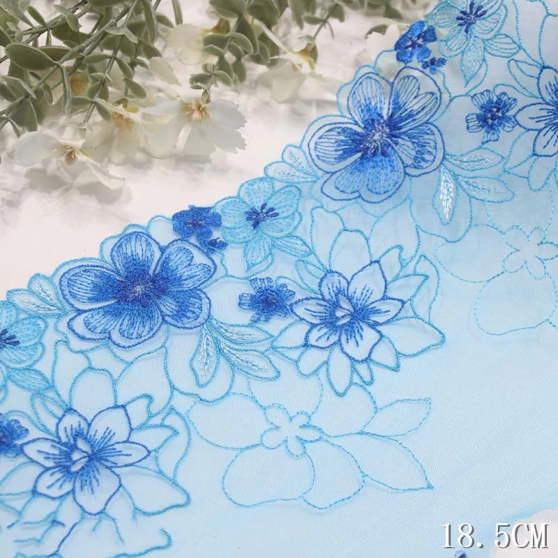 30Yards Blue Embroidery Lace Trim For Skirt Hem Clothes Sewing Material DIY Apparel Dress Fabric High Quality