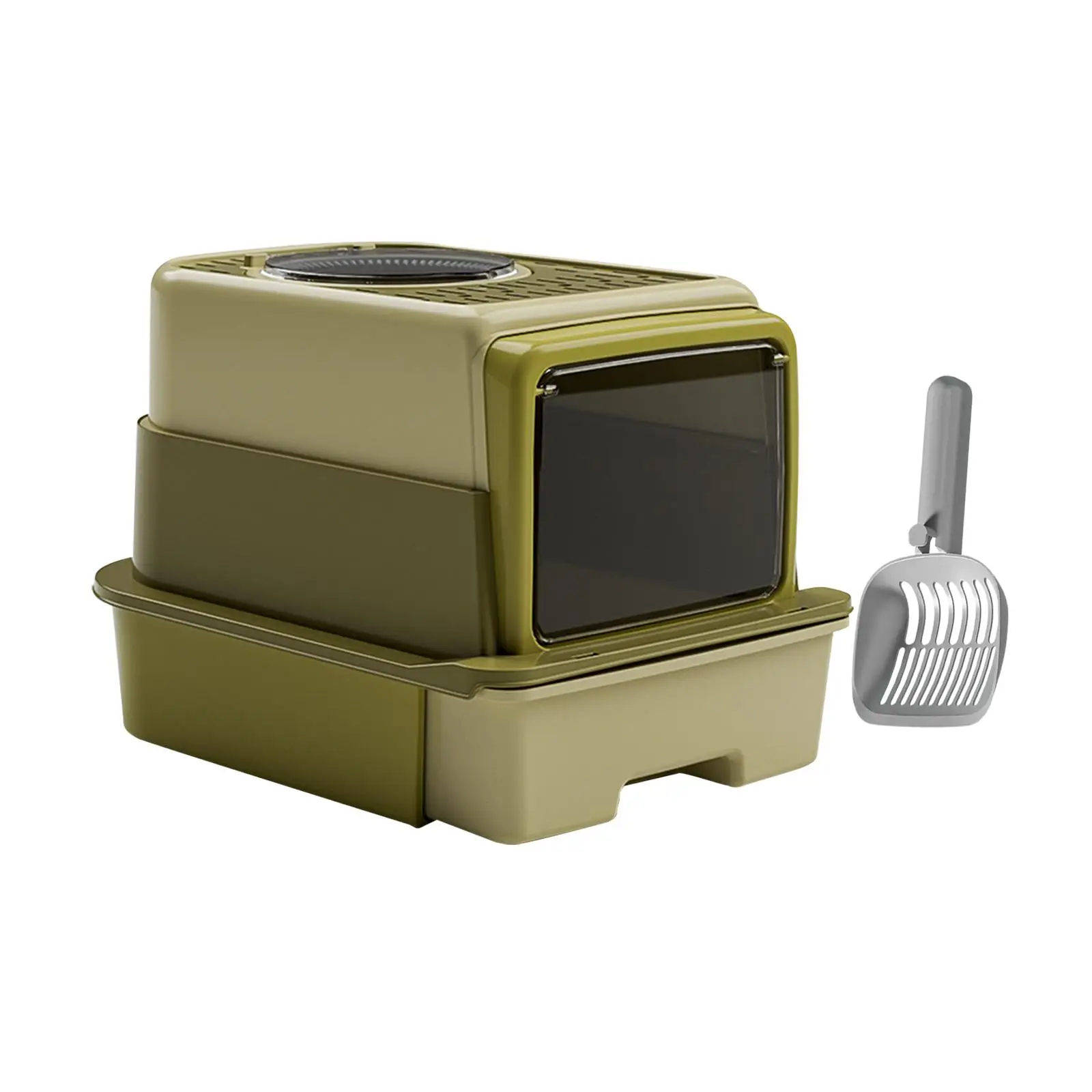 Fully Enclosed Cat Litter Tray Kitten Potty Hooded Cat Litter Box with Scoop for Travel Indoor Gift Inside Three Layer Type