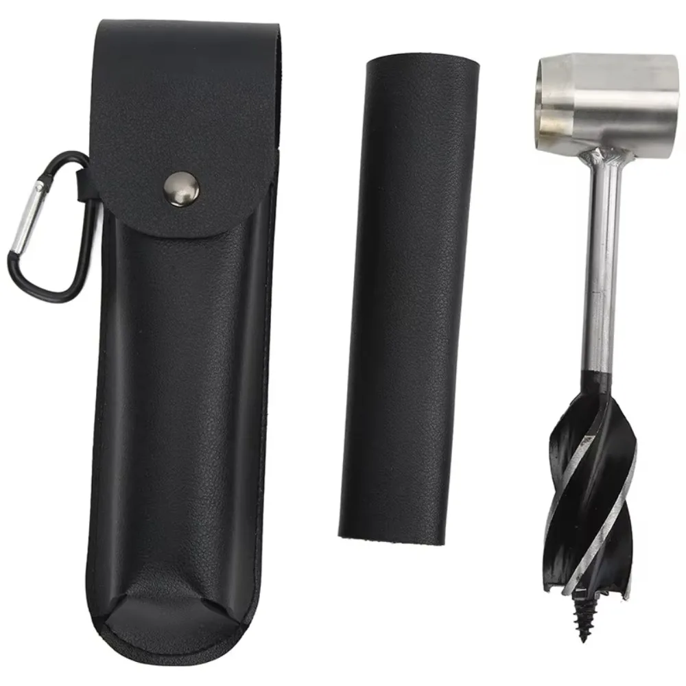 

Sharp Design Wood Drill Durable Case Brown Leather Pouch Survival Settlers Tool Leather Drill Bit Case Protective Sleeve