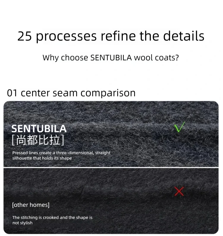 SENTUBILA Damen Wintermantel aus 100% Wolle, 2026, klassischer, eleganter Pendlerstil, doppelseitiger Überwurf, Damenbekleidung W54OA8780 – Detail 23