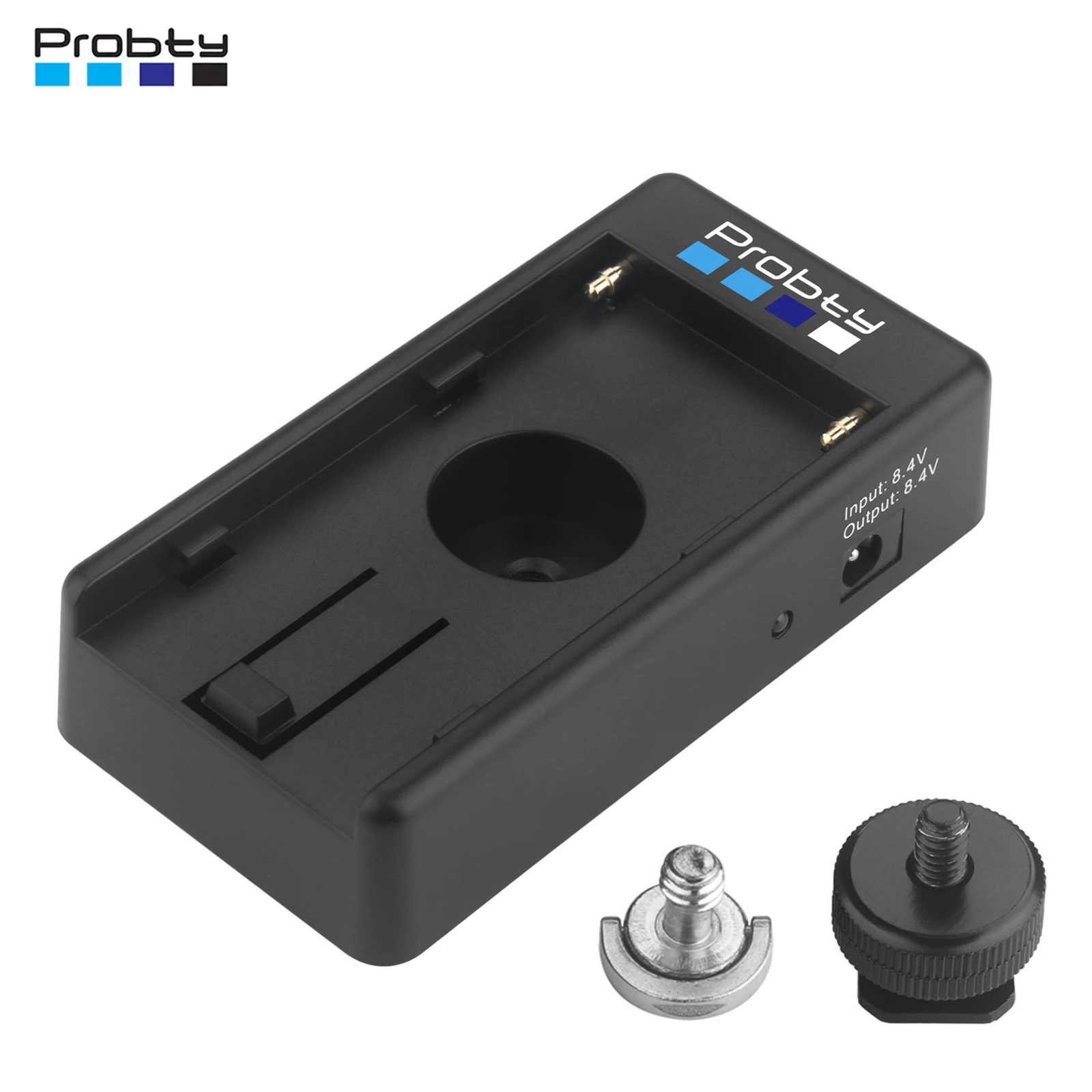 Probty DSLR Camera Clamp NP-F Battery Adapter Plate for Sony NP-F Type Batteries 8.4V/7.4V Output Port DC 5.5x2.1mm