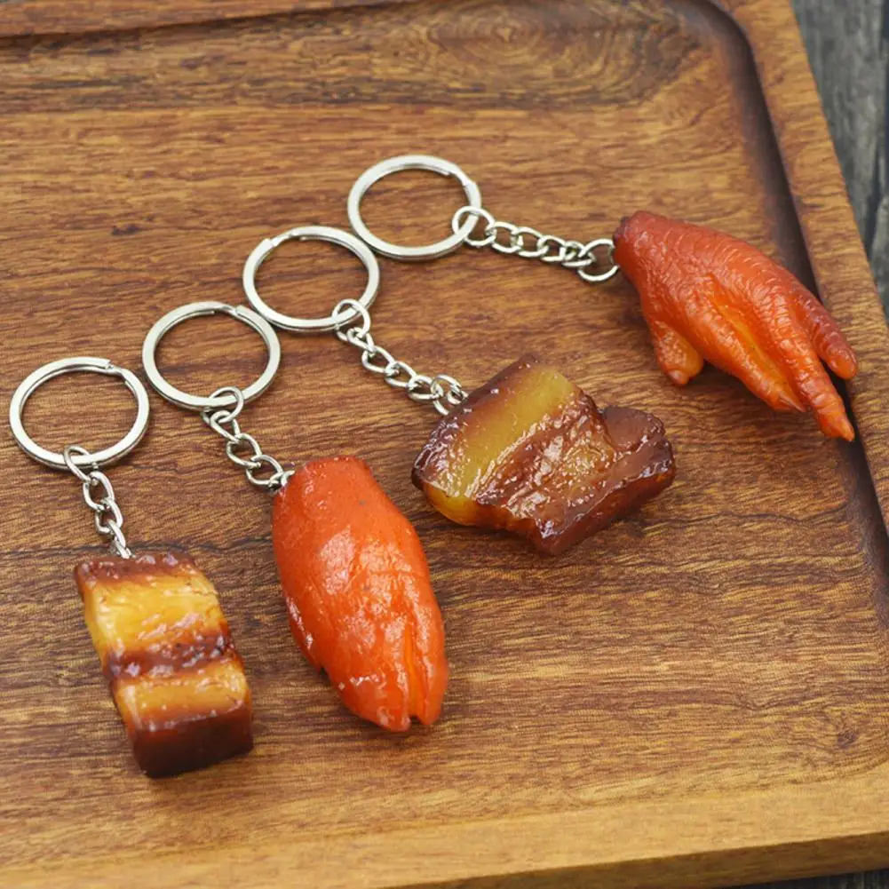 Backpack Pendant Toy  Non-fading   Phone Pendant Adorable Grilled Meat Simulation Food Key Ring