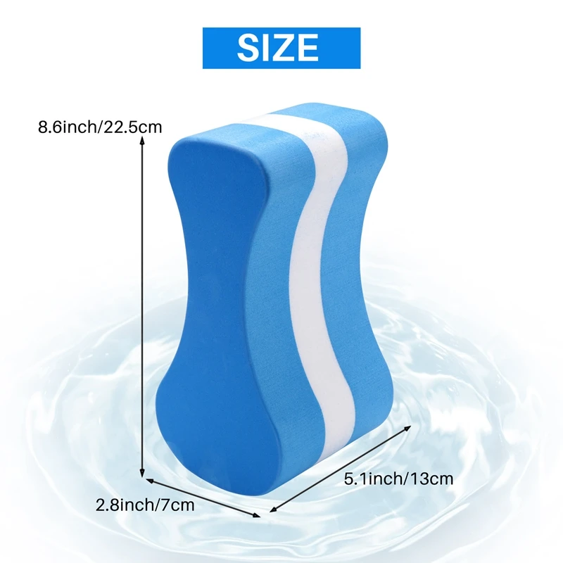 Boya de tracción de espuma Eva para niños y adultos, tablero de piernas para piscina, Entrenamiento de natación, azul + blanco