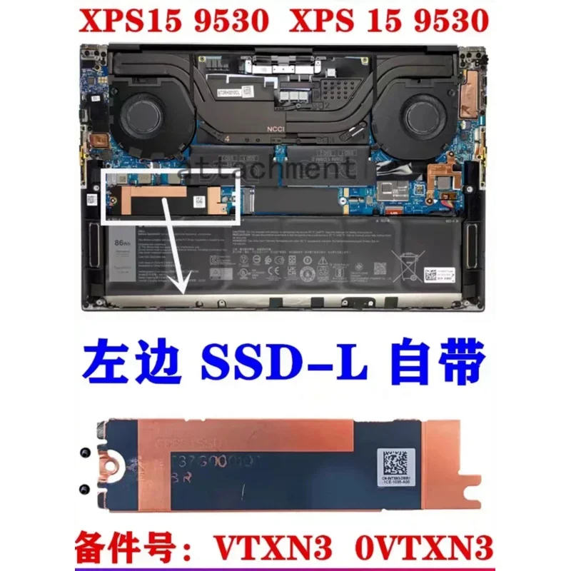 130 R6 4 tw9c 06 n16 3jjdg 4 mj20 VTXN3 dla Dell XPS15 XPS 15 9500 9510 9530 laptopów M2 2280 SSD karta pamięci uchwyt radiatora