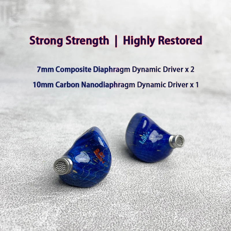 UM 3DT Stable Wood Shell Composite Diaphragm Carbon Nano Diaphragm Independent Three Dynamic Driver IEM HIFI Earphones