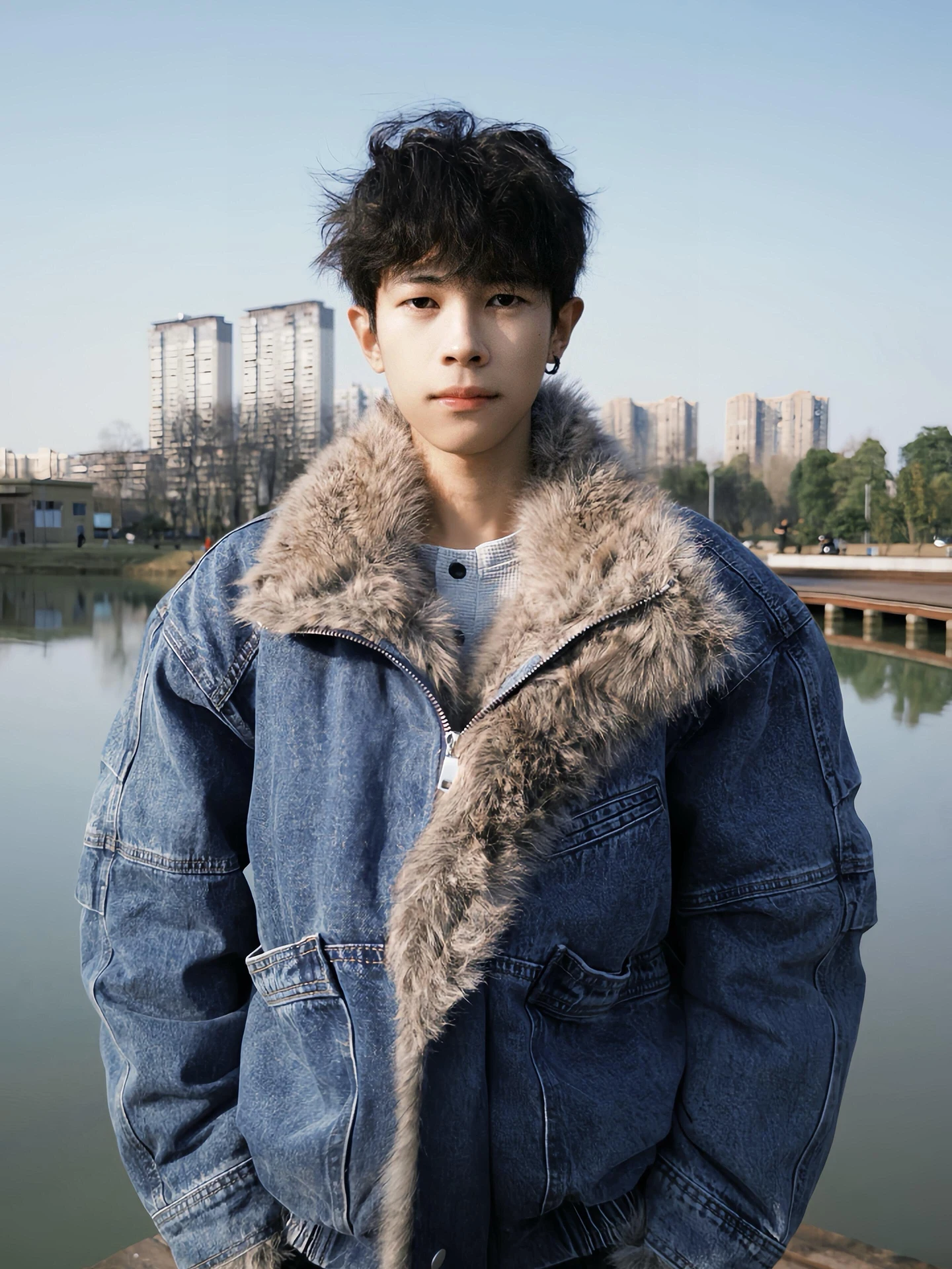 

Мужская утепленная хлопковая куртка на молнии, зимняя, теплая, повседневная, укороченная, с аккуратным кроем, из смесовой ткани с полиэстером