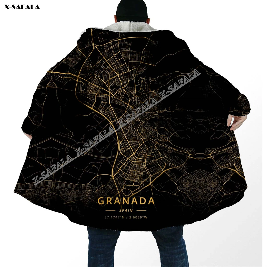 Switzerland Spain Belgium Germany Viking Map Tattoo 3D Printed Cloak Thick Winter Warm Hooded Blanket Coat Men Female Jacket