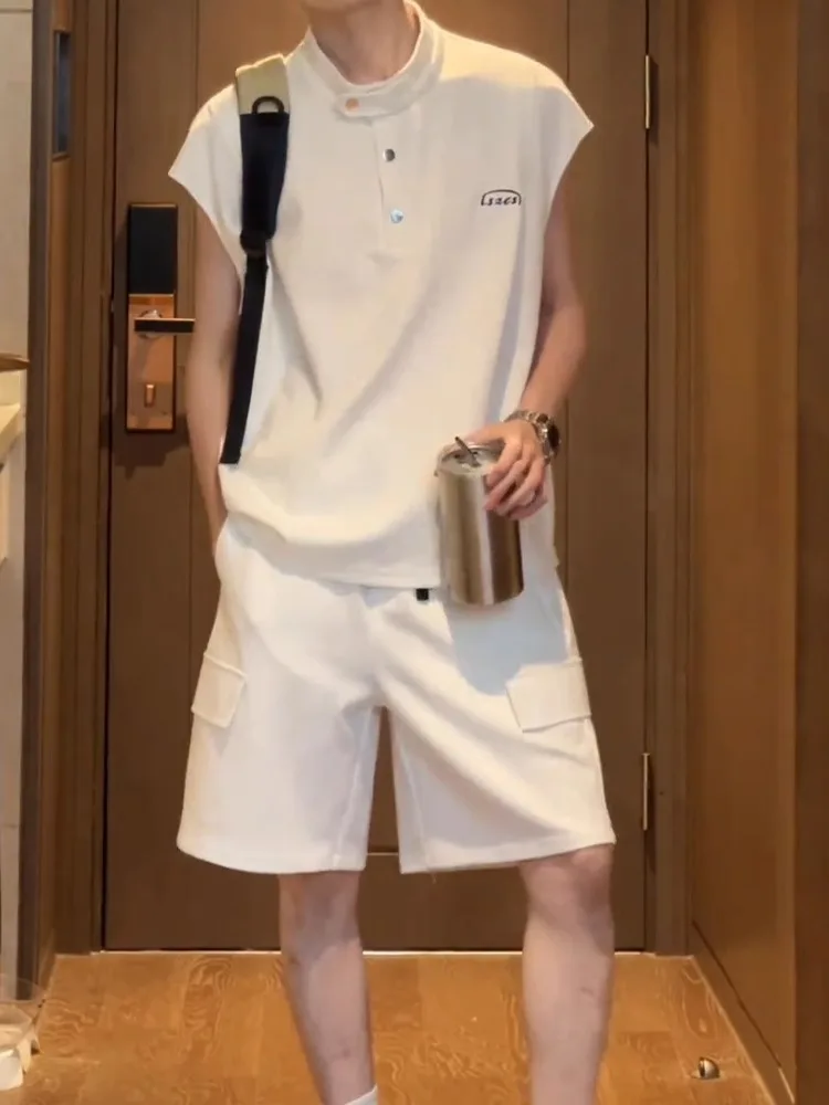 

Свободный повседневный мужской комплект Svel, летний модный брендовый молодежный комплект с колючками, комплект из двух предметов для пар, абрикосового цвета