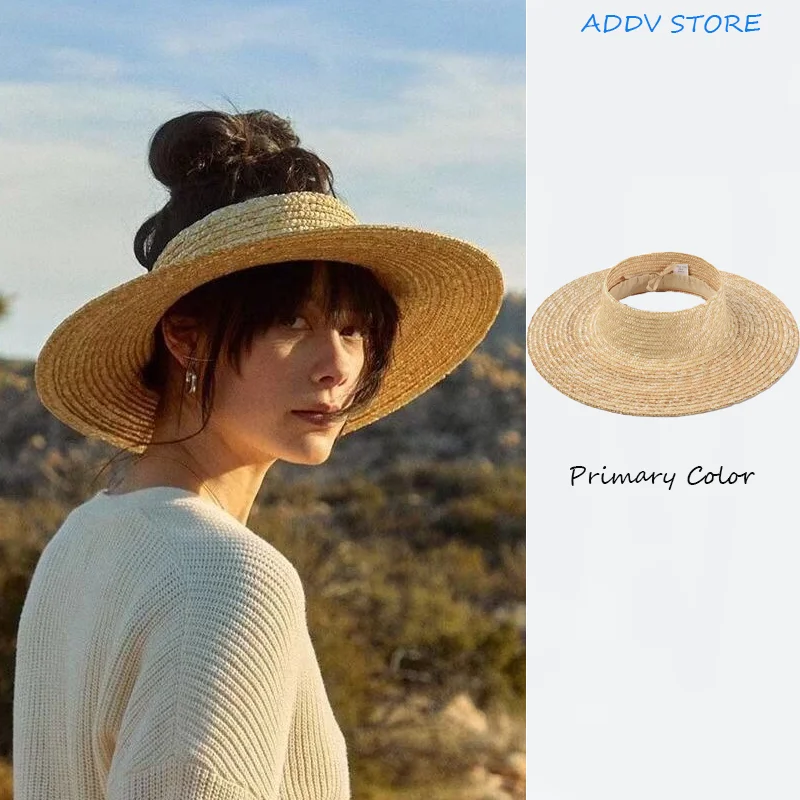 

Parent-child French Vintage Empty Top Straw Hat Women's Beach Breathable Top Hat Children's Straw Straw Big Brimmed Hat