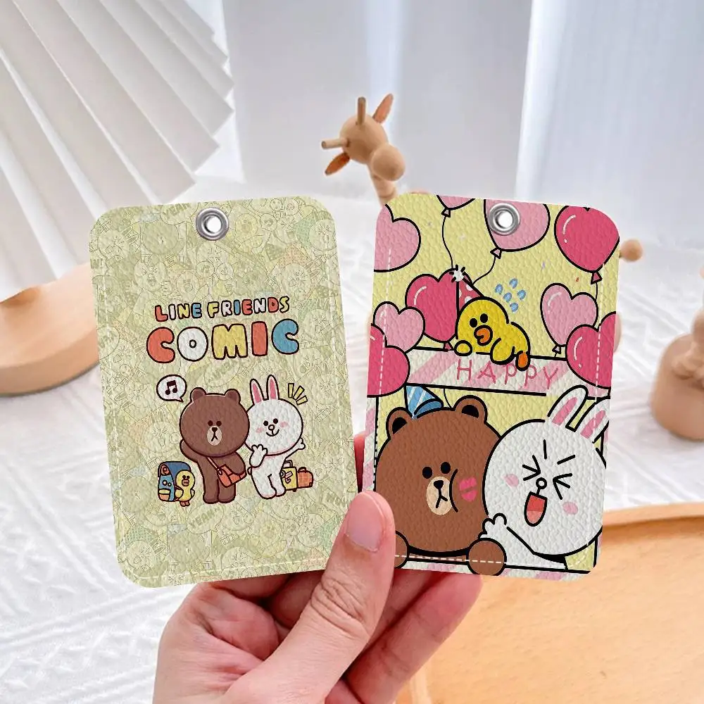 A-Adorable L-LINE FRIENDS Brown Bank Card,Subway, Bus Card Holder Keychain Key Ring Door Access Card Case Keychain Access