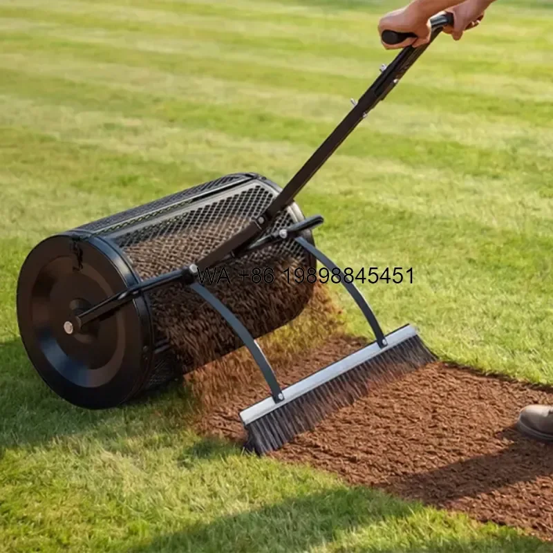 Wmwmnu Heavy Duty Steel Garden Lawn Soil Spreader for Topdressing Sand Manure Mulch with Adjustable T Handle