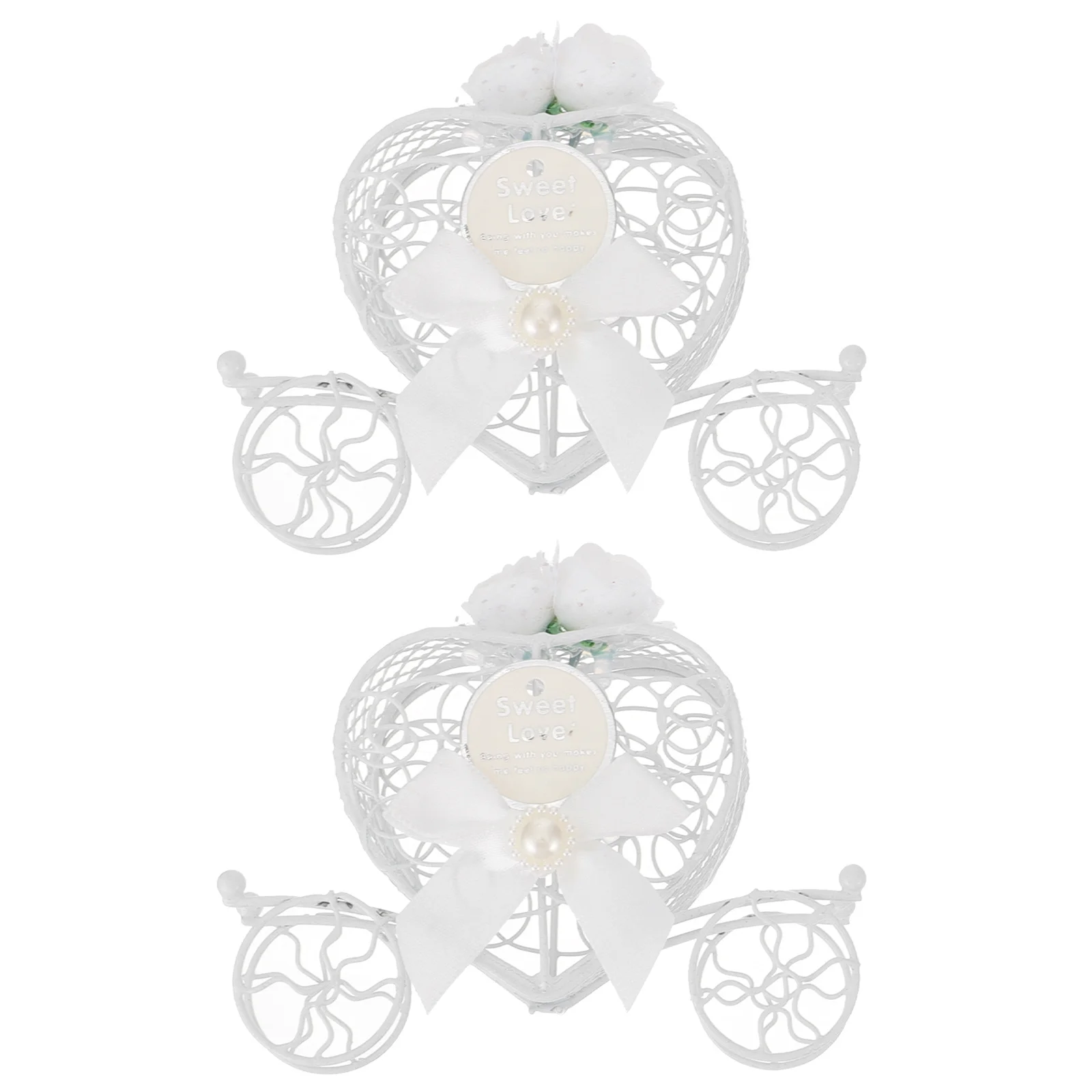 

2Pcs Wedding Candy Box Iron Alloy Pumpkin Carriage Creative Design Decorative Treat Box Romantic Wedding Favor Gift