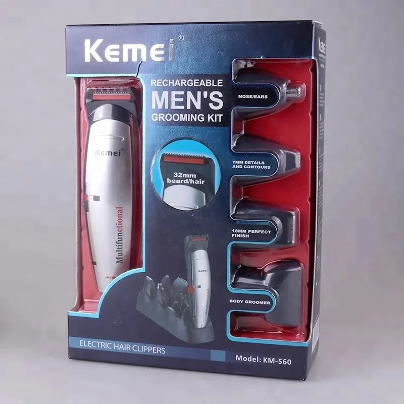 Kemei Rechargeable Electric Hair Clipper KM-560 5 In 1 Hair Clipper Razor Nose Hair Trimmer Body