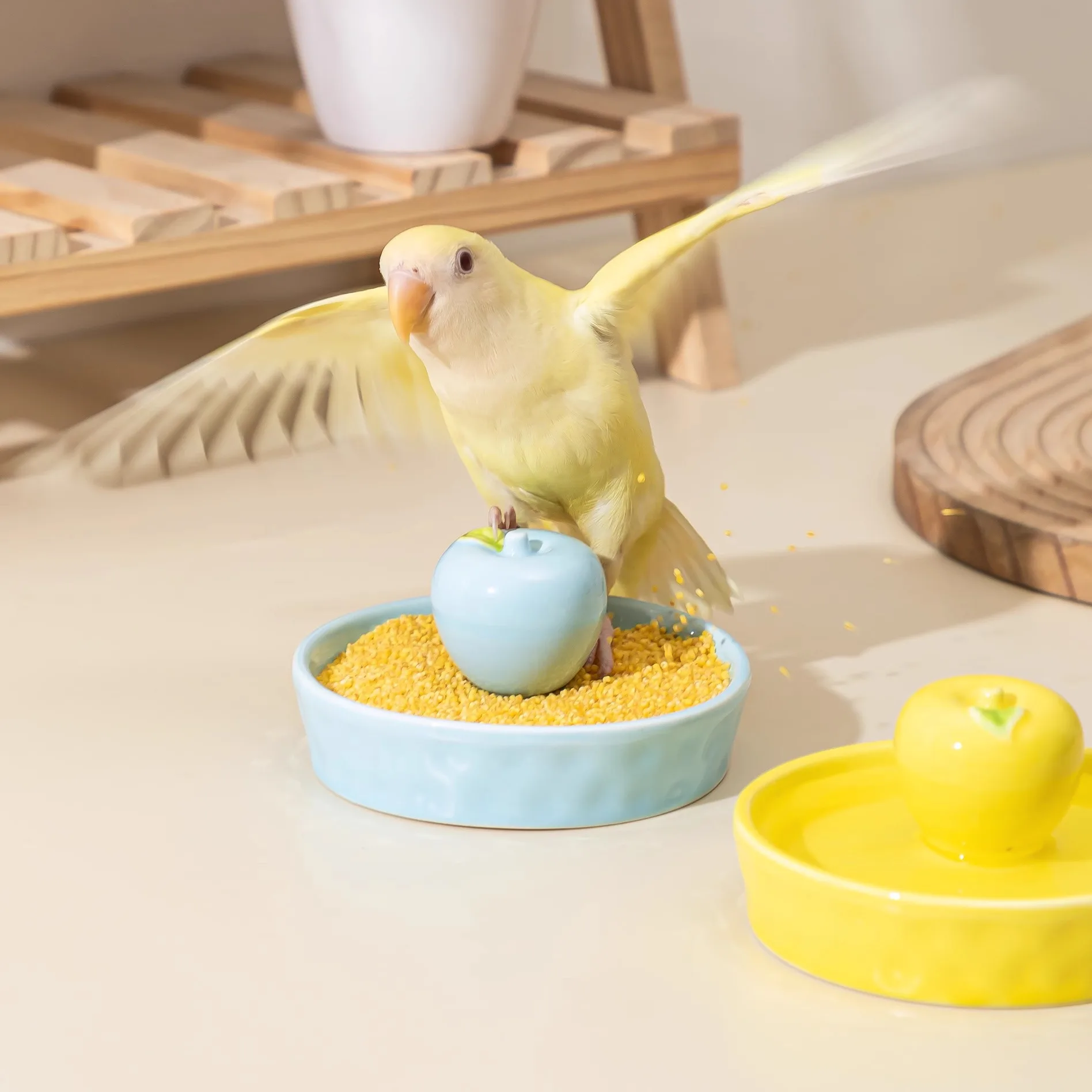 Ceramic Bird Bowl Parrot Feeder Water Dish Anti Spill Container Cockatiel Baby Bird Learning Eat Cage Accessories Pet Supplies