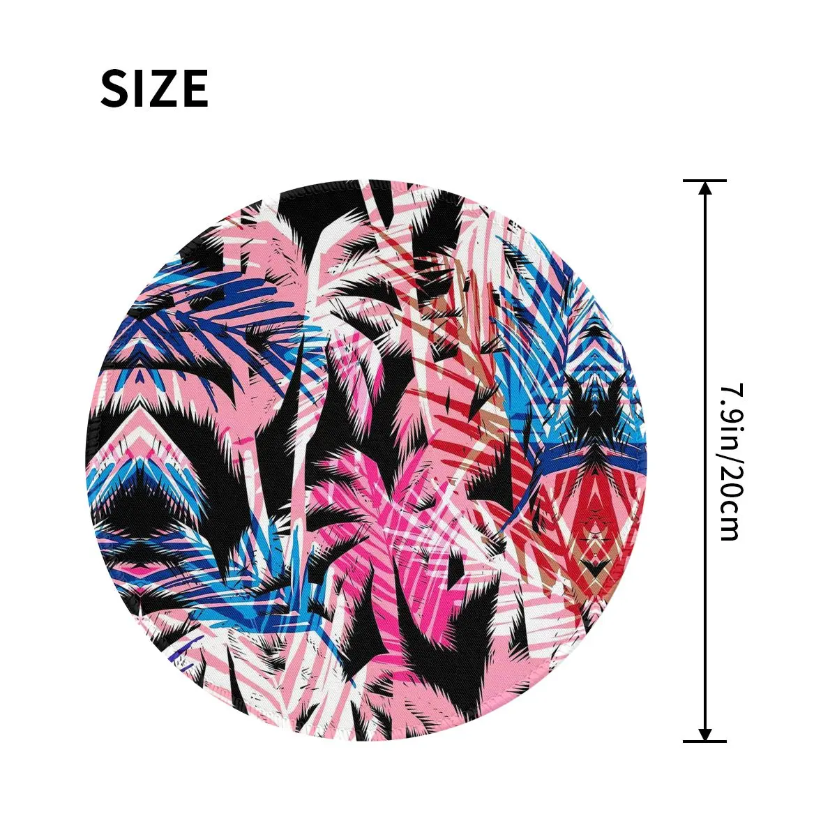 Palm Trees Tropical Round Mouse Pad Pink And Blue Colorful Rubber Gaming Mousepad For Notebook Computer Anti-Slip Mouse Mats