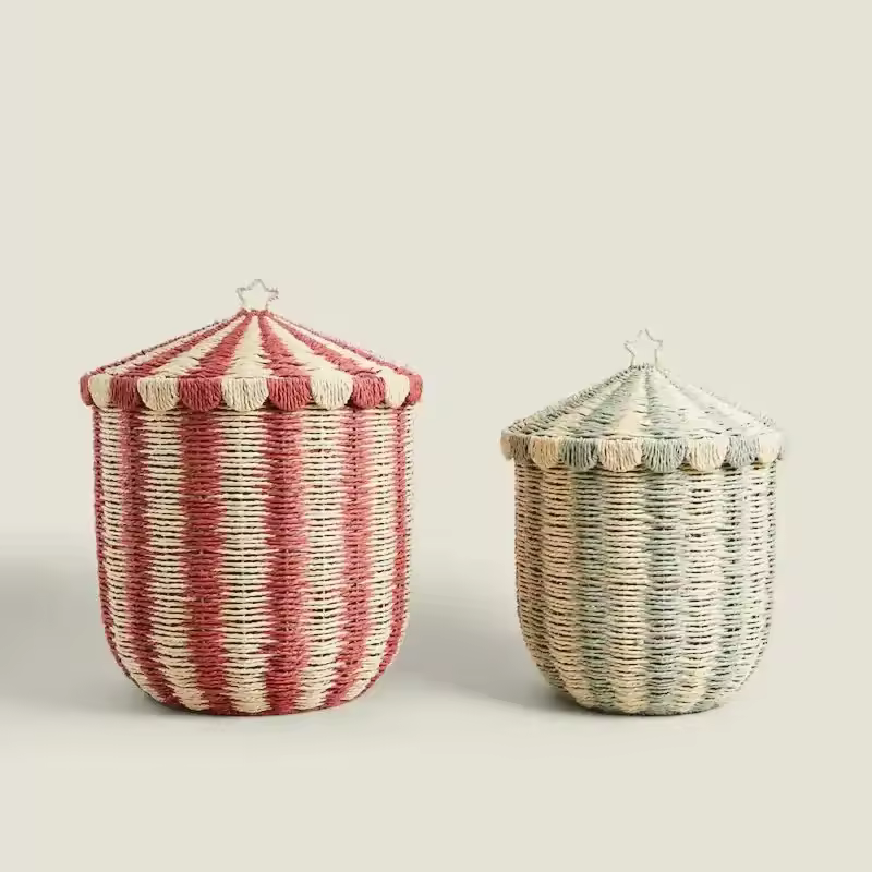 Floor Standing Storage Basket Rattan Woven Desktop Woven Basket Household Toys Snacks Miscellaneous Items Sorting Storage Box