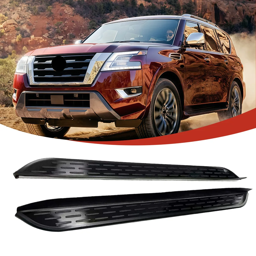 

2PCS Fits for Nissan Patrol Armada Y62 2017-2024 Fixed Door Side Step Running Board Nerf Bar Foot Step Protector with Brackets