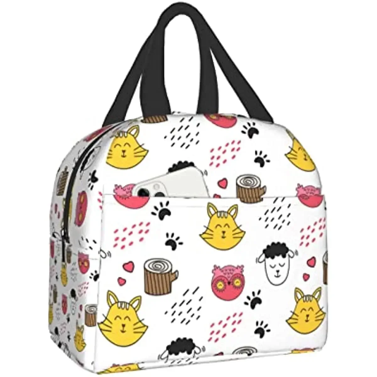 Cute Sheep Cat and Owl Lunch Bags Insulated Lunch Box for Women Men Tote Bag Lunch Container for Work Travel Outdoors