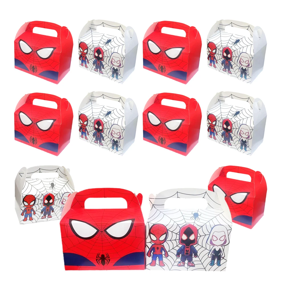 Marvel Spider-Man Printed Party Gift Box 4/12 Piece Pack Birthday Candy Supplies Cartoon Handheld Decorations for All Occasions
