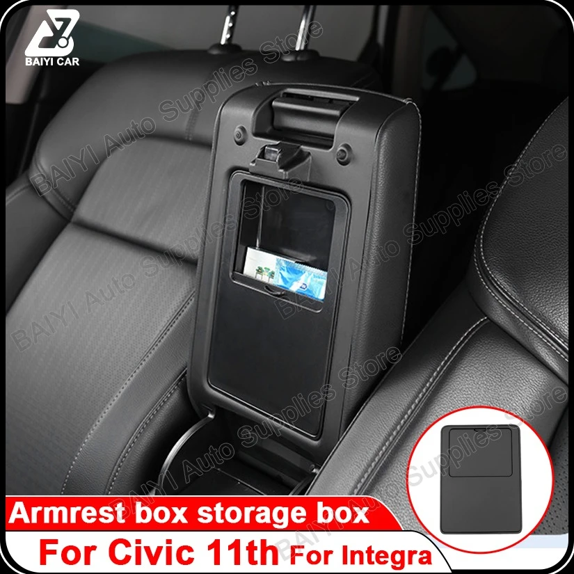 

For Civic 11th Armrest box storage box, For Honda Integra Car Hidden installation storage box, Car interior accessories supplies