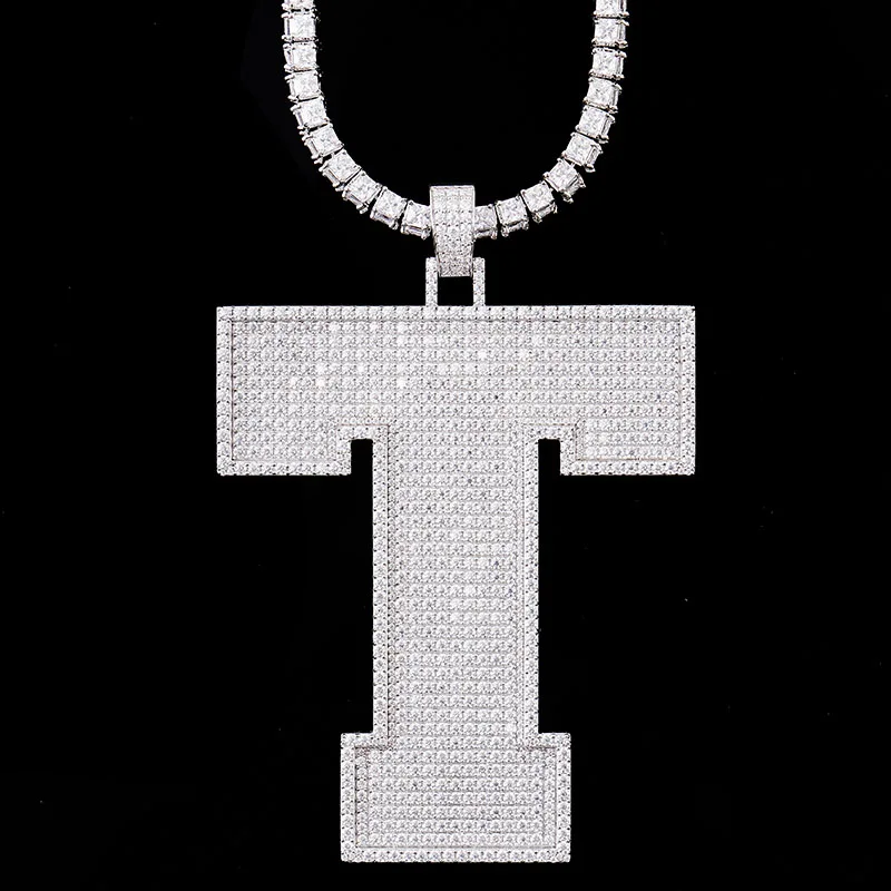 Provence Hip Hop Pendant for Men Moissanite T Letter Custom Jewelry S925 Silver Miami Rock Charm Pendant for Women