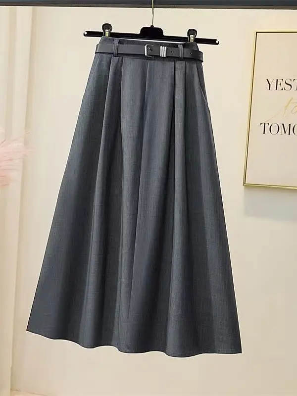 

ay Suit Sle High Waist A-Line Midi Skirt Women's Spring Summer New Sle Cover Hip Pear aped Flared Skirts