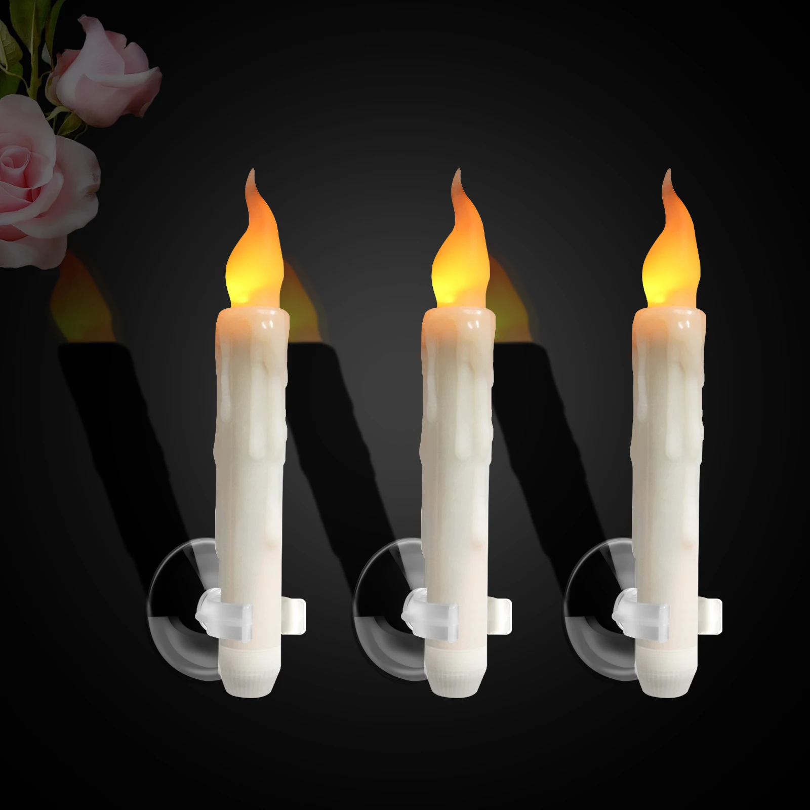 Pack of 24/12pc Flameless LED Candle Battery Operated Floating Taper Candles for Party Church Christmas Halloween Decoration ﻿