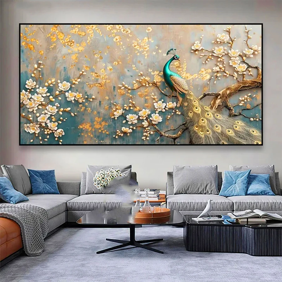 Diamond Mosaic Picture Rich and Prosperous Flower Tree Animal Peacock Diamond Painting Cross Stitch Embroidery Wall Art