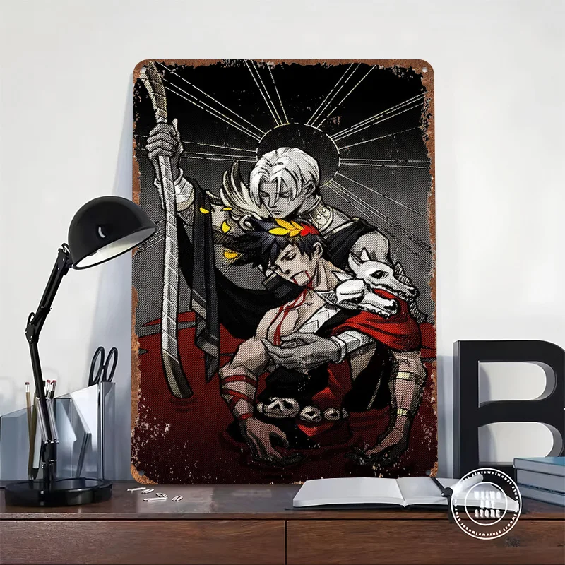 Hades Game Fanart Tinplate Poster Customized Wall Art Vintage Retro Metal Signs for Decoration Living Room Decor Men Man Cave