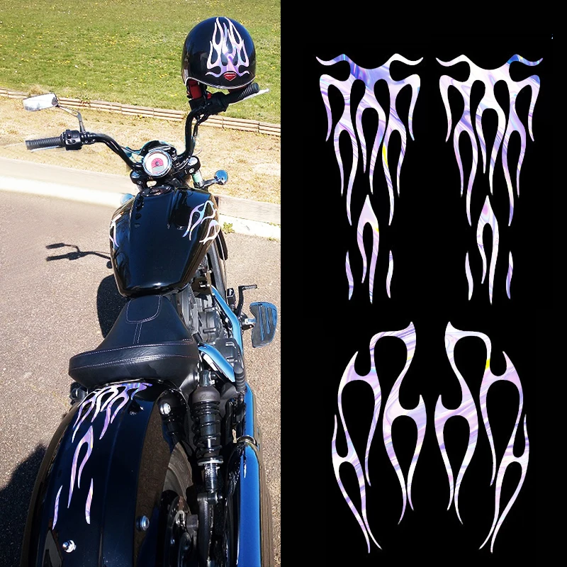 

Motorcycle Laser color Flame style Gas Tank Decals Stickers For Honda Universal