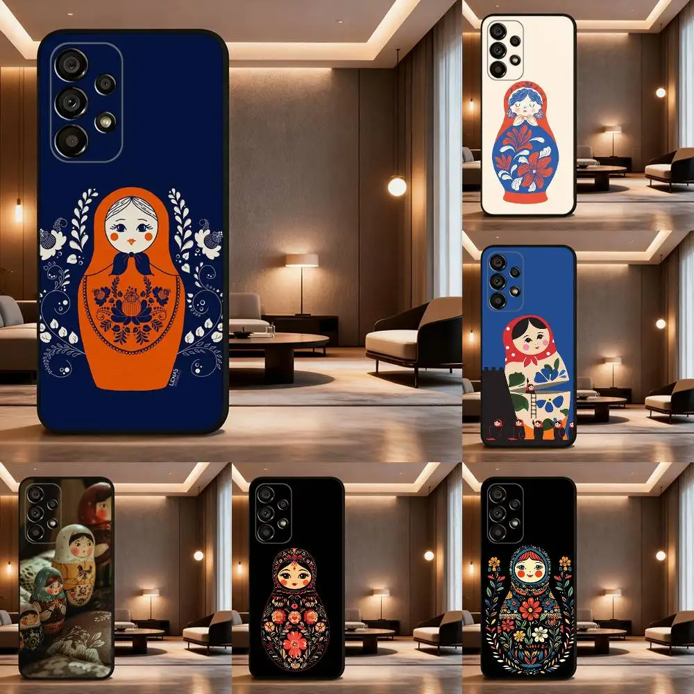 

Russian Art Matryoshka Phone Case For Samsung Galaxy A73,31,32,72,41,53,52,71,22,5G,Note,J7,8,9 Soft Black Cover