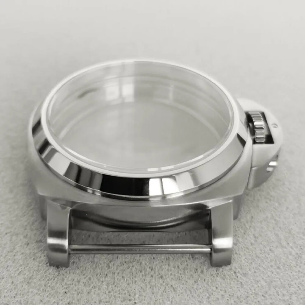 44mm Stainless Steel Watch Case Sapphire Watch Glass PAM Bridge Case for ETA6497/6498 ST36 Movement