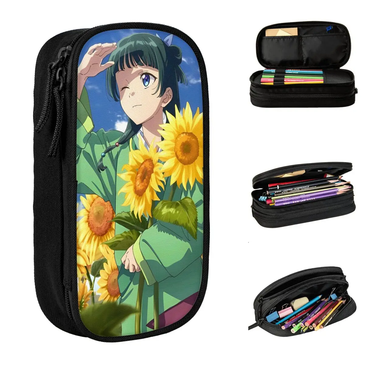 

Maomao Sunflower Anime Pencil Case The Apothecary Diaries Pencilcases Pen Holder for Student Large Storage Bags Office Cosmetic